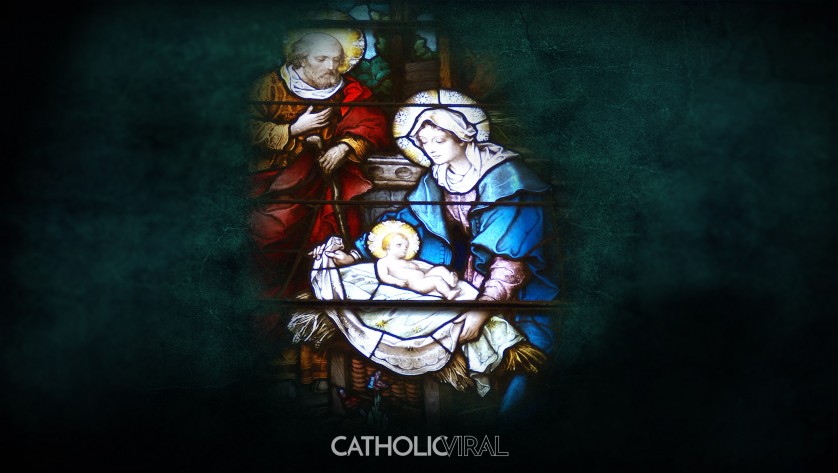 17 Stunning Stained-Glass Windows of the Nativity - HD Christmas Wallpapers - The Holy Family at Birth of Christ