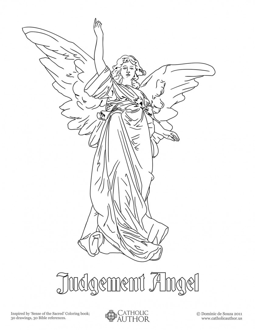 Judgment Angel - 12 Free Hand-Drawn Catholic Coloring Pictures