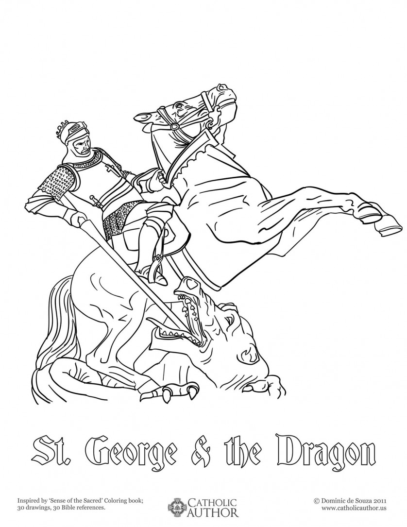 St George & the Dragon - 12 Free Hand-Drawn Catholic Coloring Pictures