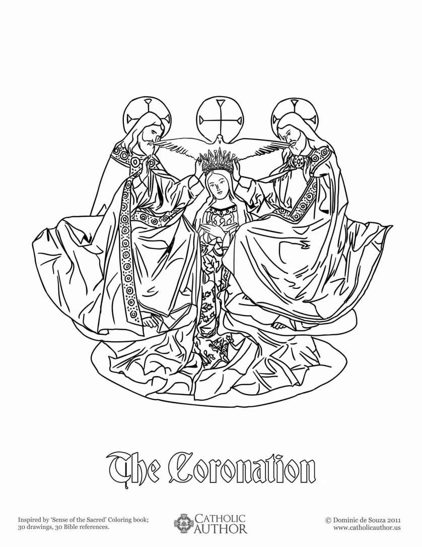 The Coronation - 12 Free Hand-Drawn Catholic Coloring Pictures
