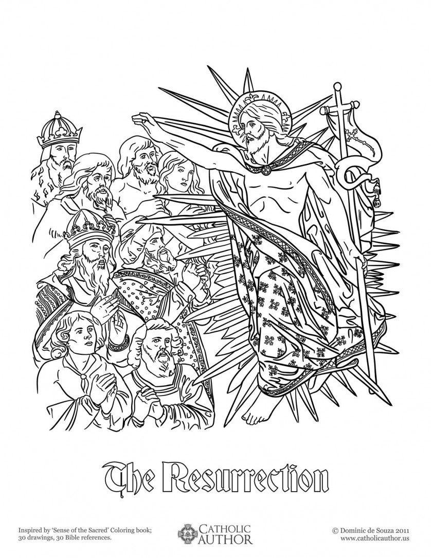 The Resurrection - 12 Free Hand-Drawn Catholic Coloring Pictures